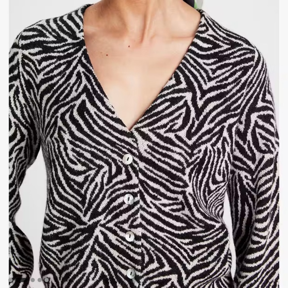 Kate Spade Zebra Patterned Women's cardigan earn your stripes silk and alpaca S